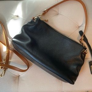 VALENTINA Leather Bag with shoulder and crossbody straps - Black